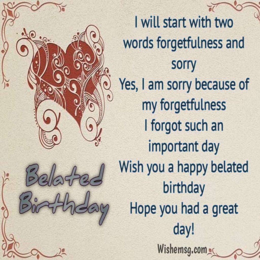 Belated Birthday Poems and Greetings